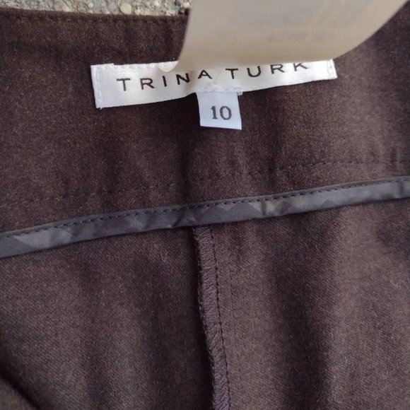Trina Turk Lessa Wide Leg Brown Pants Size 10 NWT Viscose Career Work Trouser - Picture 4 of 7
